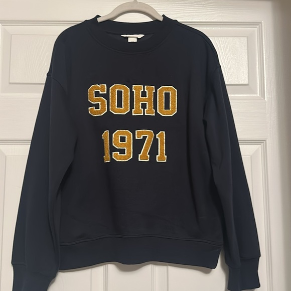 BNWT H&M Navy Blue SOHO Sweatshirt, Sz XS - Picture 2 of 6